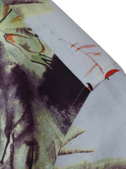 墨絵の蓮柄とキューバカラーのディテール