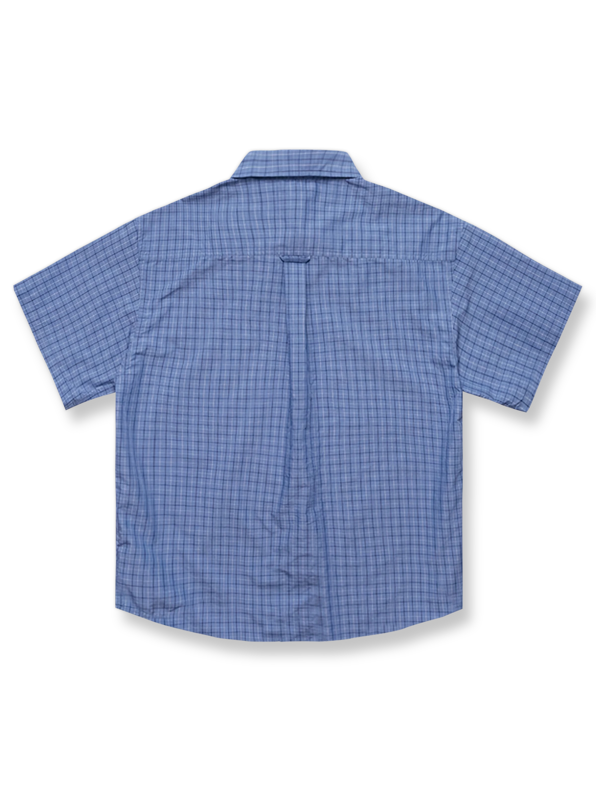 高密度チェック柄ルーズフィット半袖シャツ正面図