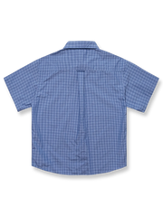 高密度チェック柄ルーズフィット半袖シャツ正面図