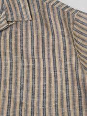 レトロシルエットのストライプ半袖シャツのディテール展示図