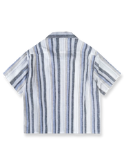 ストライプ リネン 半袖シャツ