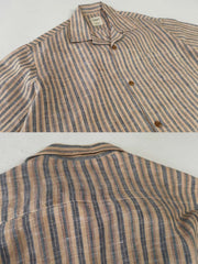 レトロシルエットのストライプ半袖シャツのディテール展示図