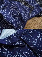 猫柄プリント半袖シャツ