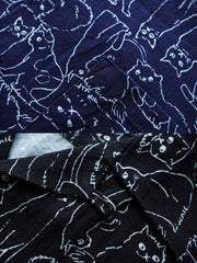 猫柄プリント半袖シャツ