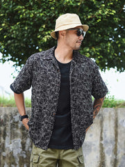 猫柄プリント半袖シャツ