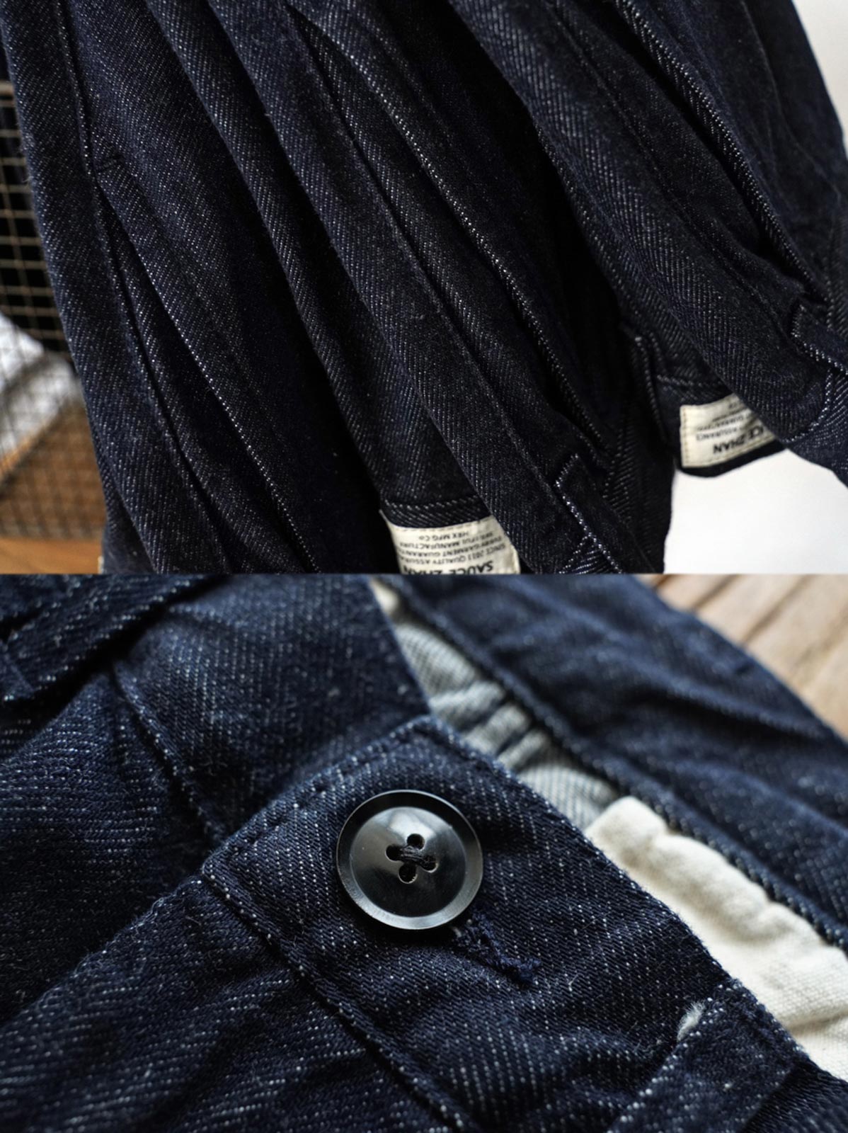 詳細画像: ディテール展示(YKKジッパーと本物の牛角ボタン