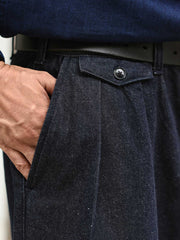 ハイウエストデニムカジュアルパンツ