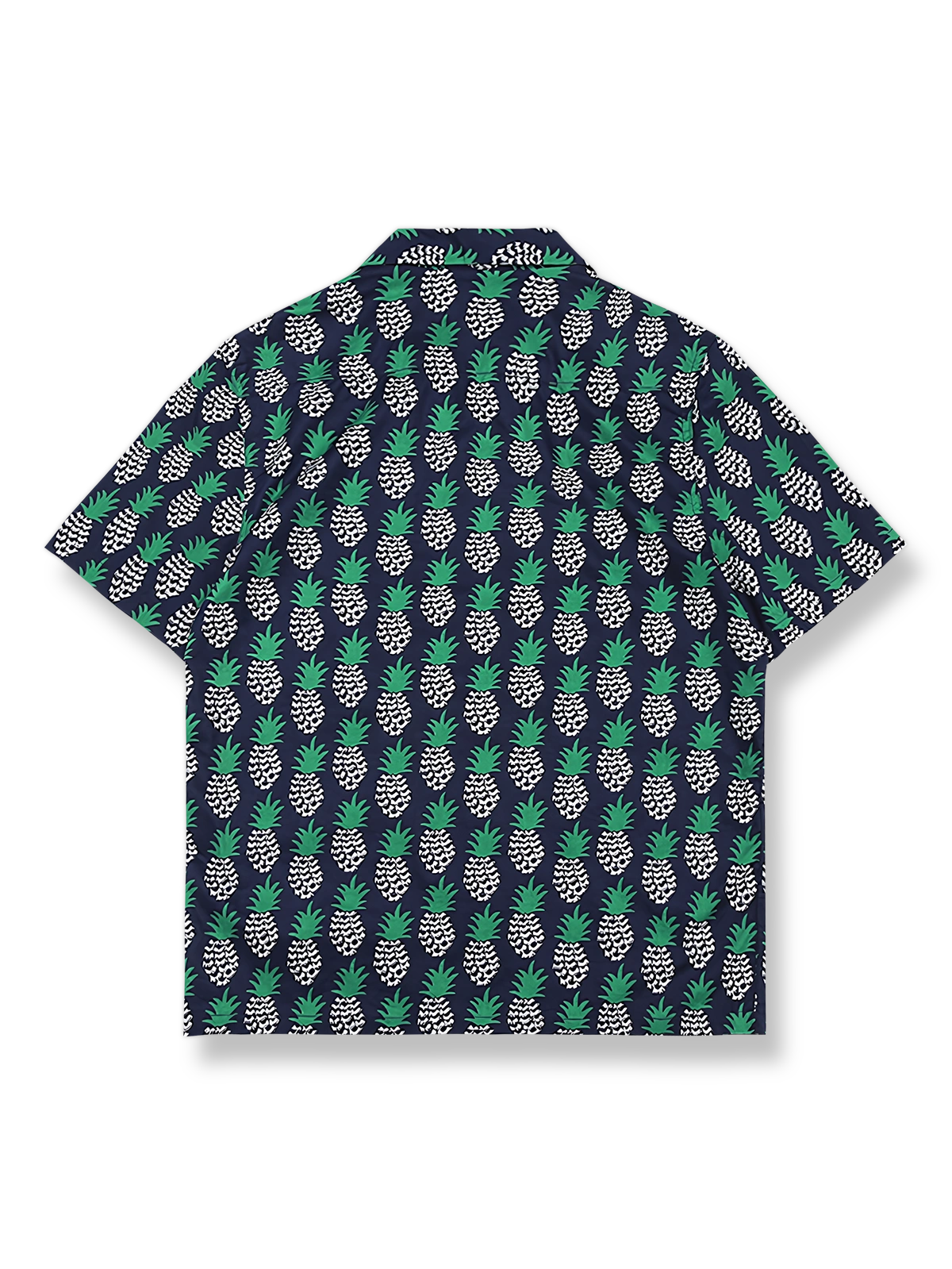 製品画像: パイナップル柄ハワイアン半袖シャツ反面図
