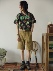 熱帯植物柄ハワイアンシャツ