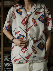 フラッグ柄/ボトル柄アロハシャツ