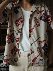 フラッグ柄/ボトル柄アロハシャツ