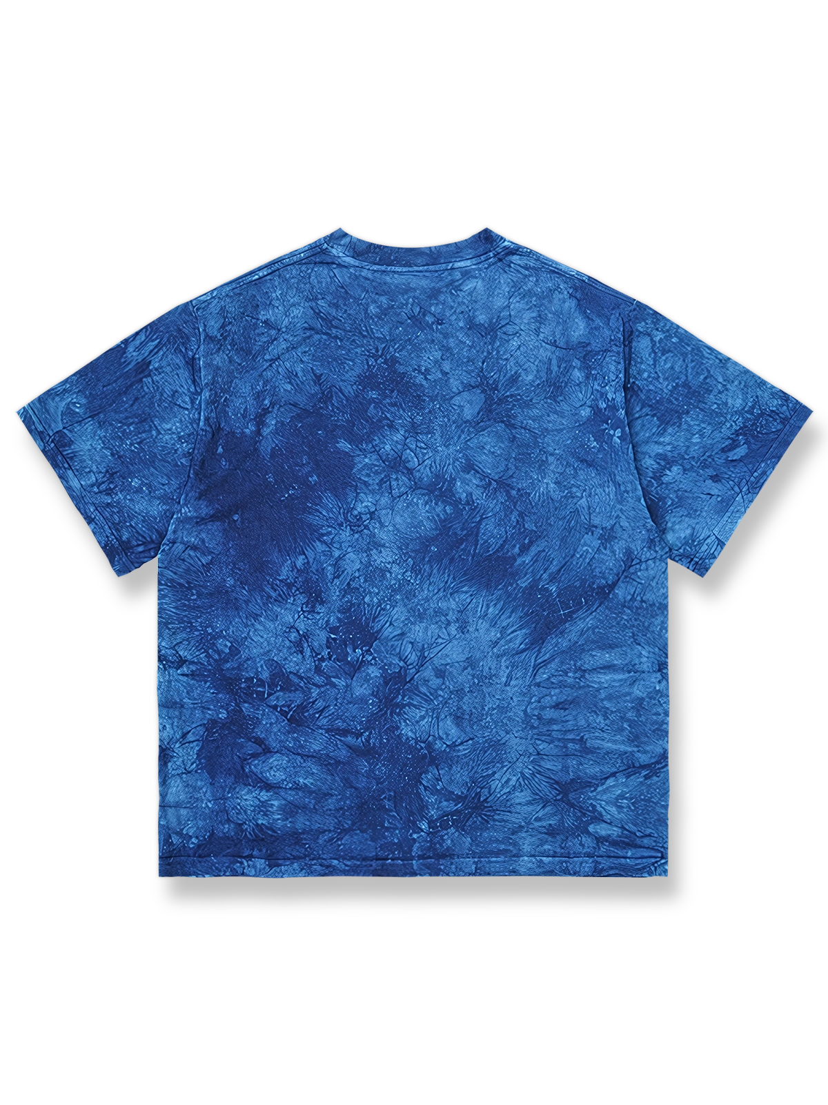 手染めクラシック植物染タイダイTシャツの全身展示画像。