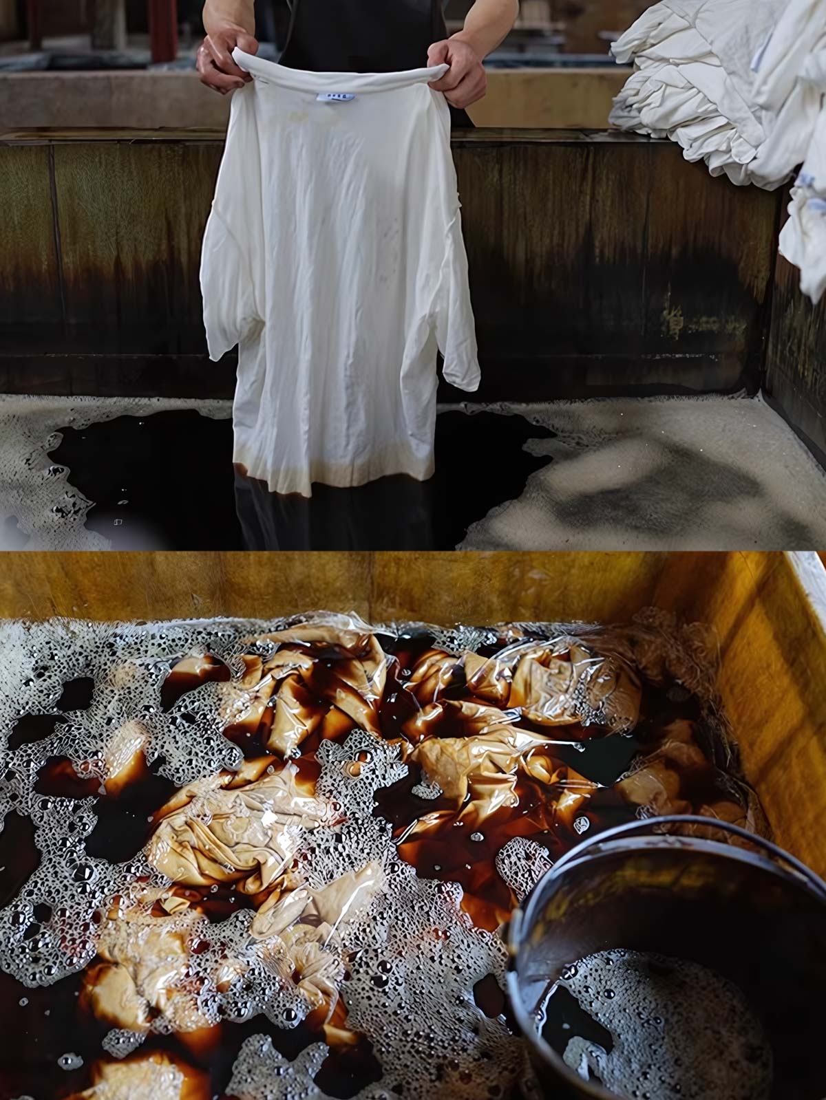 Tシャツの独特なアイスダイ染め(Ice Dyeing)模様のディテール画像