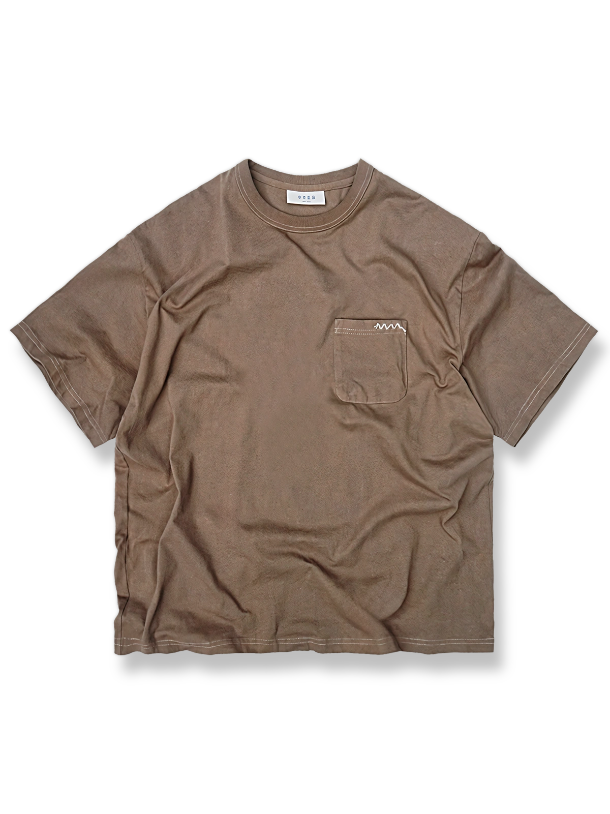 ハンドメイド泥染めエジプシャンコットンポケットTシャツの正面画像