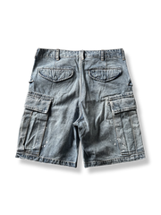 PESSOA CLUBペイントデザインヘビーオンスデニムワークショーツ全体図