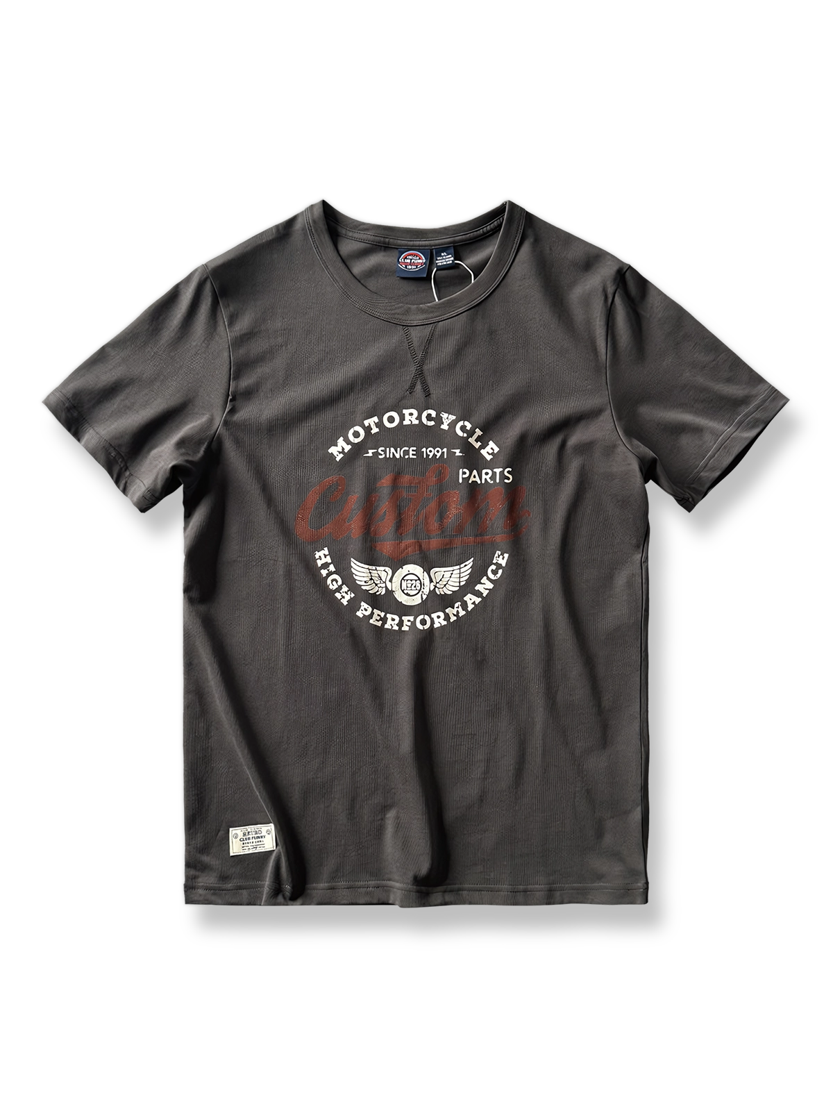 PESSOA CLUBアメリカンヴィンテージロゴプリント半袖Tシャツ全体図