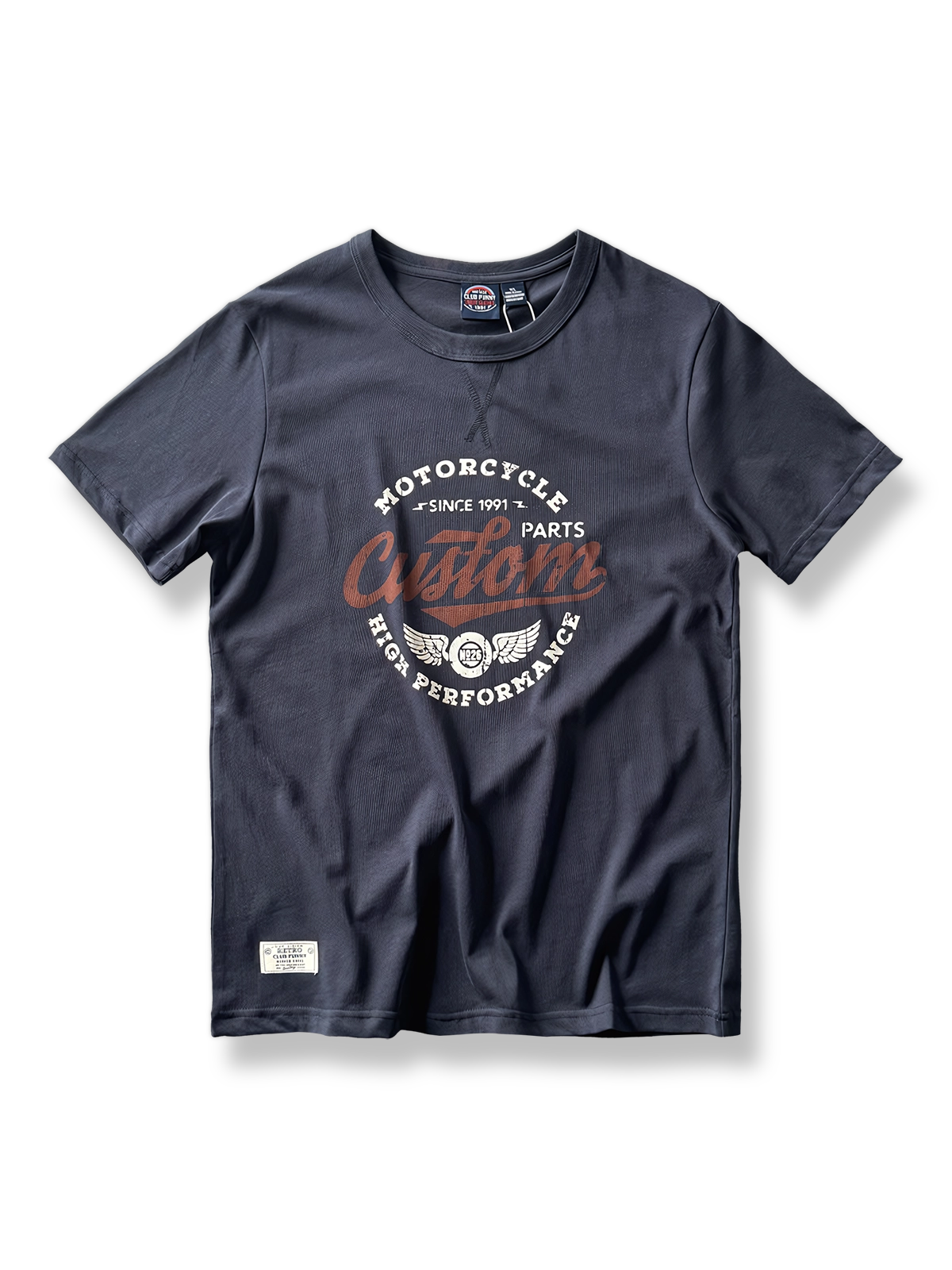 PESSOA CLUBアメリカンヴィンテージロゴプリント半袖Tシャツ全体図