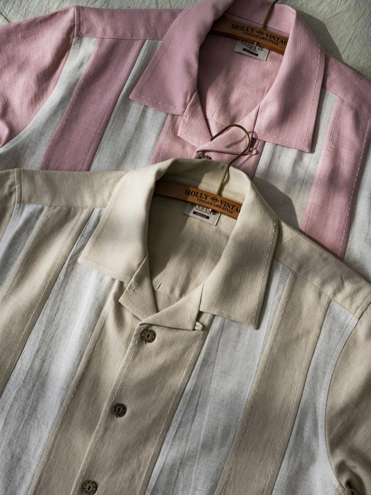 詳細画像:シャツの縫い目とボタンの詳細図