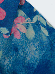 詳細画像:水彩画の花柄プリント シャツの詳細図