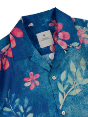 詳細画像:水彩画の花柄プリント シャツの詳細図