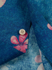 詳細画像:水彩画の花柄プリント シャツの詳細図