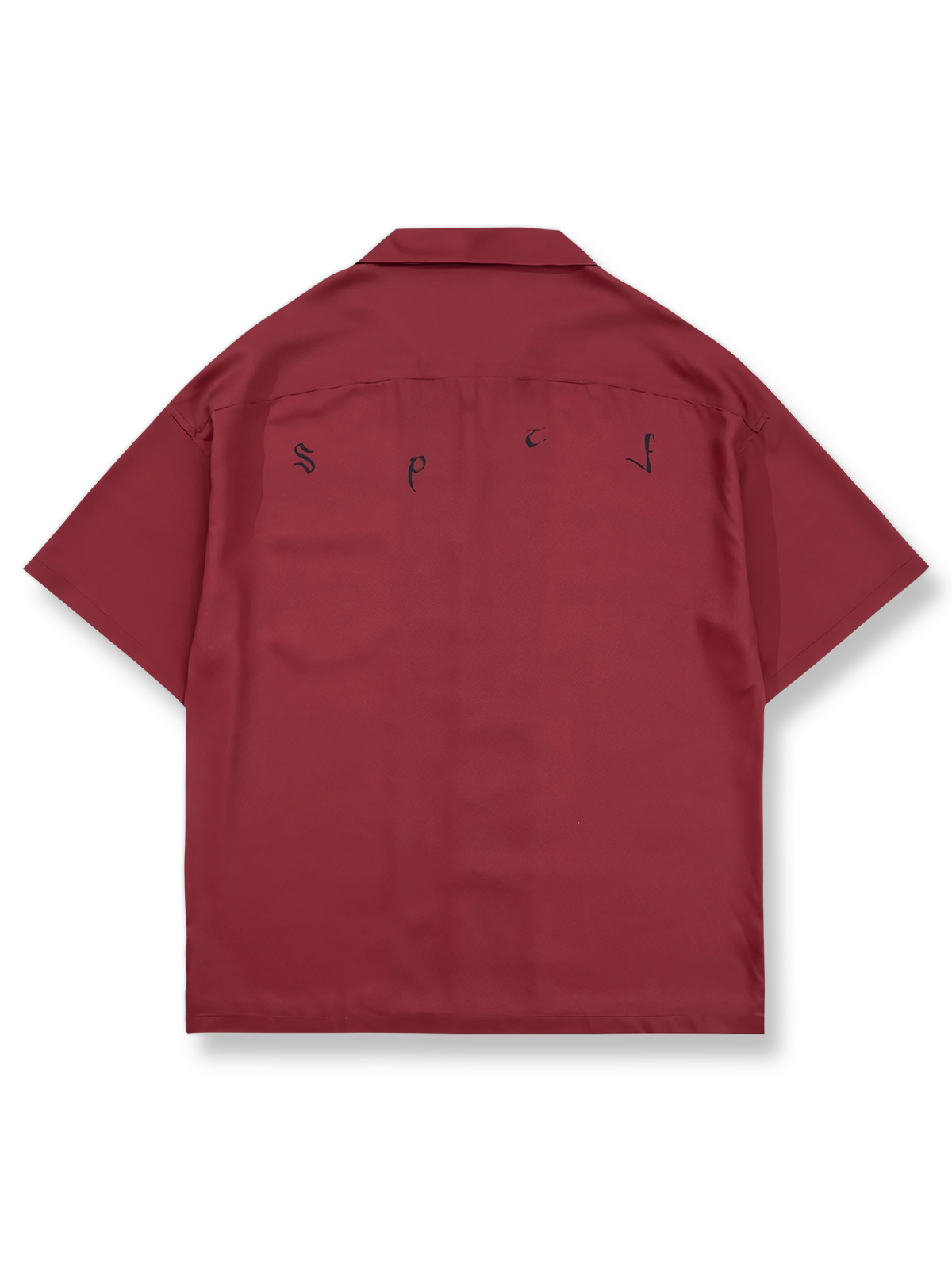 製品画像: ヤシの木とウイスキーグラスプリントのハワイアンシャツ反面図