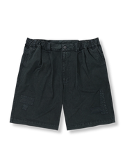 パッチワークスタイルワークショーツの正面画像。クラシックなヴィンテージスタイルとモジュラーパッチワークデザインを表示。