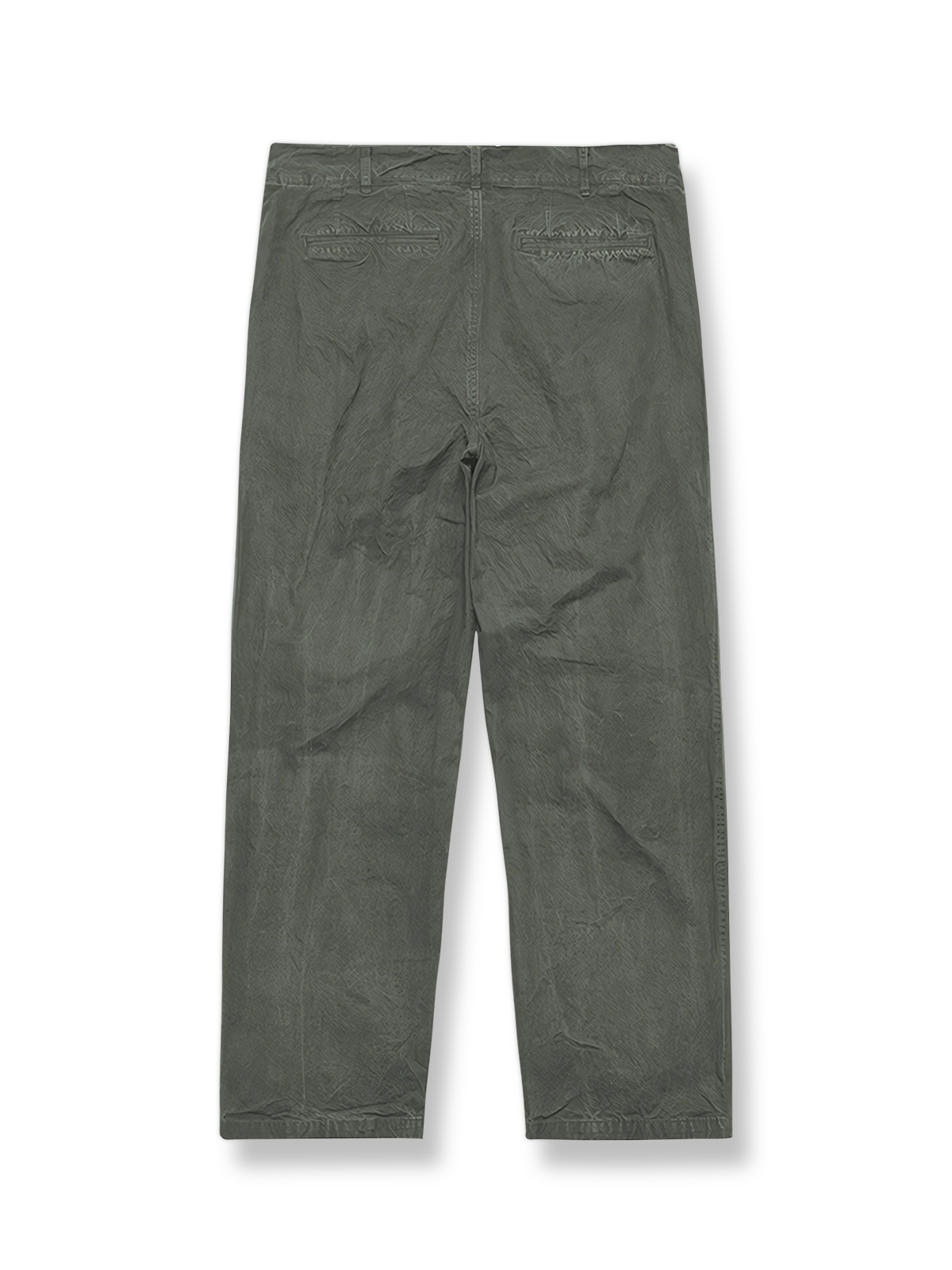 ワックス染めウォッシュパラトルーパーパンツの正面画像。独特なウォッシュワックス染めデザインを表示。