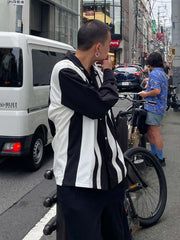 切り替えストライプ長袖シャツ