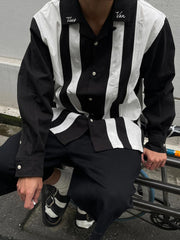 切り替えストライプ長袖シャツ