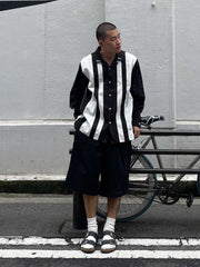 切り替えストライプ長袖シャツ