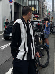 切り替えストライプ長袖シャツ