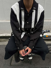 切り替えストライプ長袖シャツ