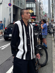 切り替えストライプ長袖シャツ