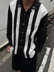 切り替えストライプ長袖シャツ