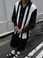 切り替えストライプ長袖シャツ