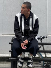 切り替えストライプ長袖シャツ