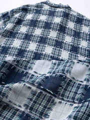 フリンジ付きチェック柄半袖シャツ