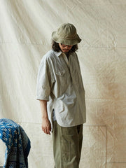 ブルー&ホワイト細チェックワークシャツ