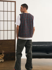 チェック柄ミックスニットベスト