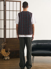 チェック柄ミックスニットベスト