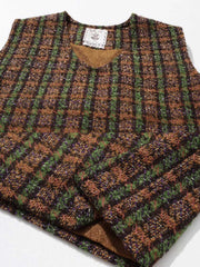 チェック柄ミックスニットベスト