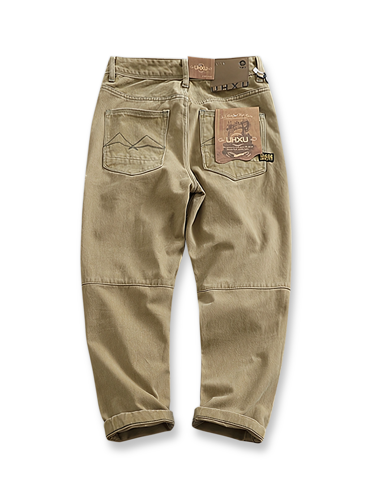 秋冬用中厚カーキワークパンツの全体像