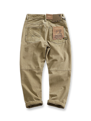 秋冬用中厚カーキワークパンツの全体像