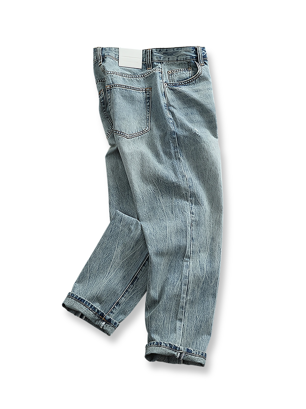 ヴィンテージウォッシュ猫ひげデニムパンツの全体画像。