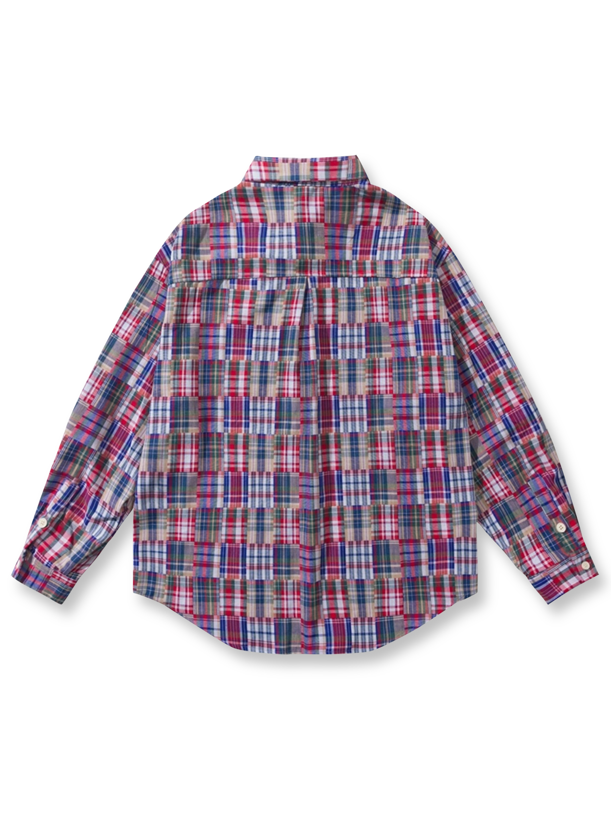 パッチワークチェックシャツの正面図