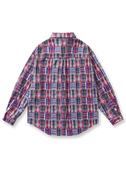 パッチワークチェックシャツの正面図