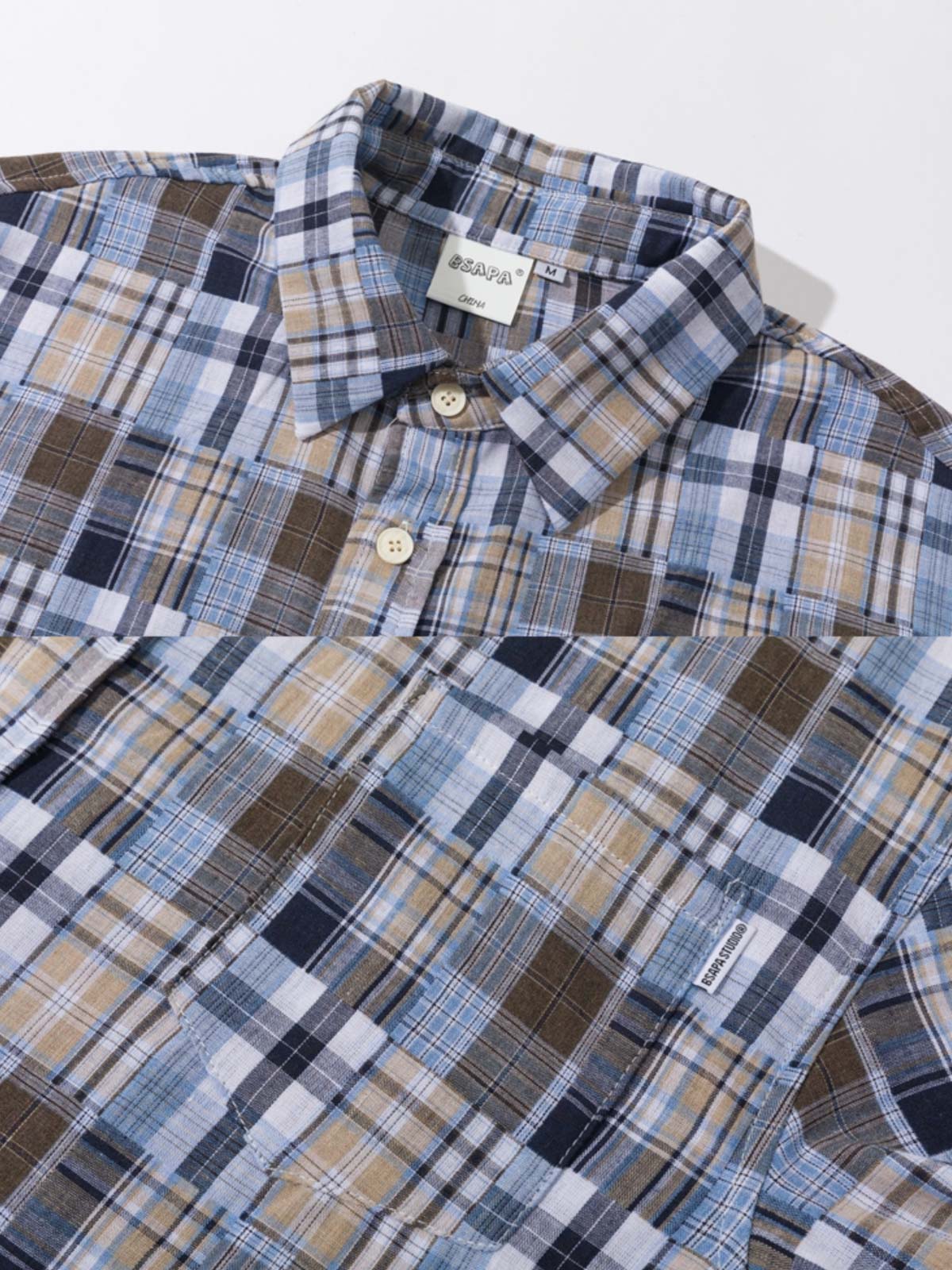 パッチワークとチェック柄のディテール