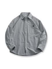 ヴィンテージ細ストライプのゆったりシャツの全体展示