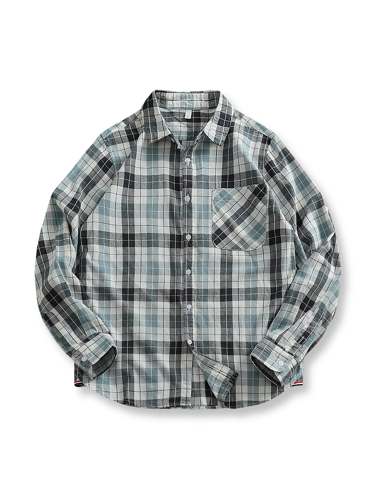 ヴィンテージチェック柄パッチワークシャツの正面展示